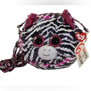 Ty Kids Zebra Sequin Bag - Pink and Black